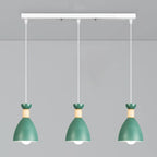 Modern Metal Island Light with 3 Cone Shades with Multi Color