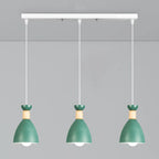 Modern Metal Island Light with 3 Cone Shades with Multi Color