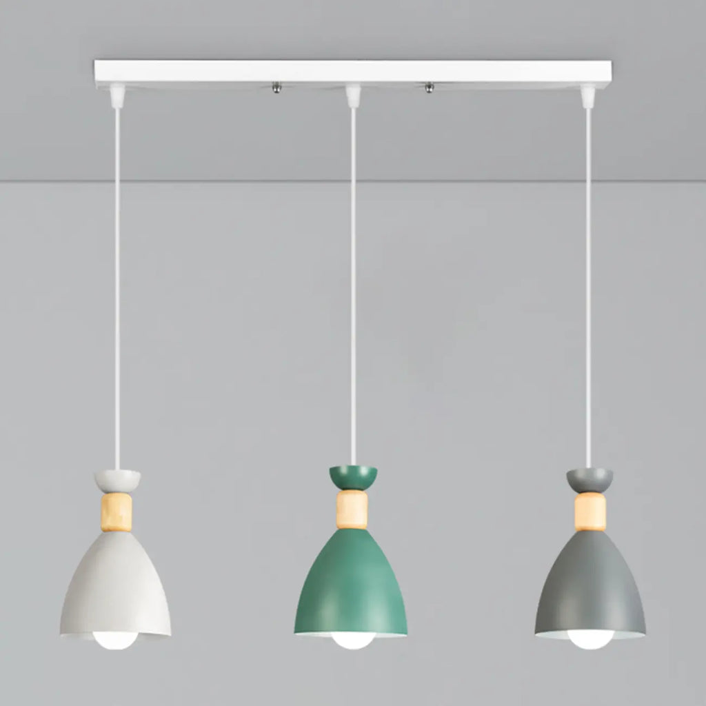 Modern Metal Island Light with 3 Cone Shades with Multi Color