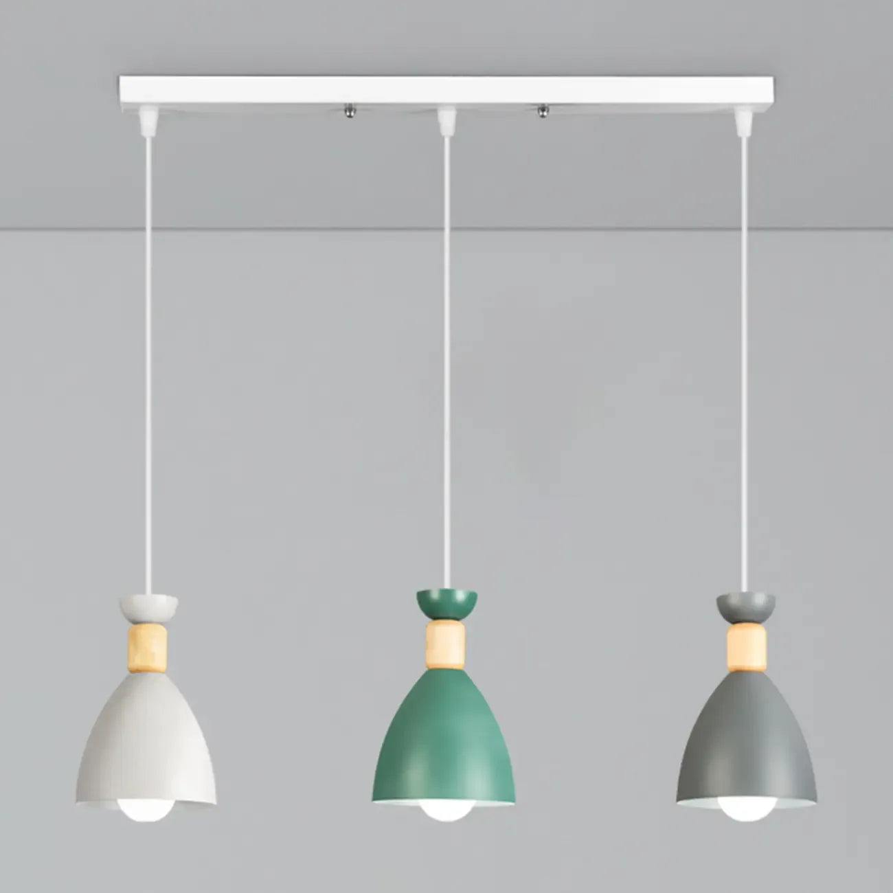 Modern Metal Island Light with 3 Cone Shades with Multi Color