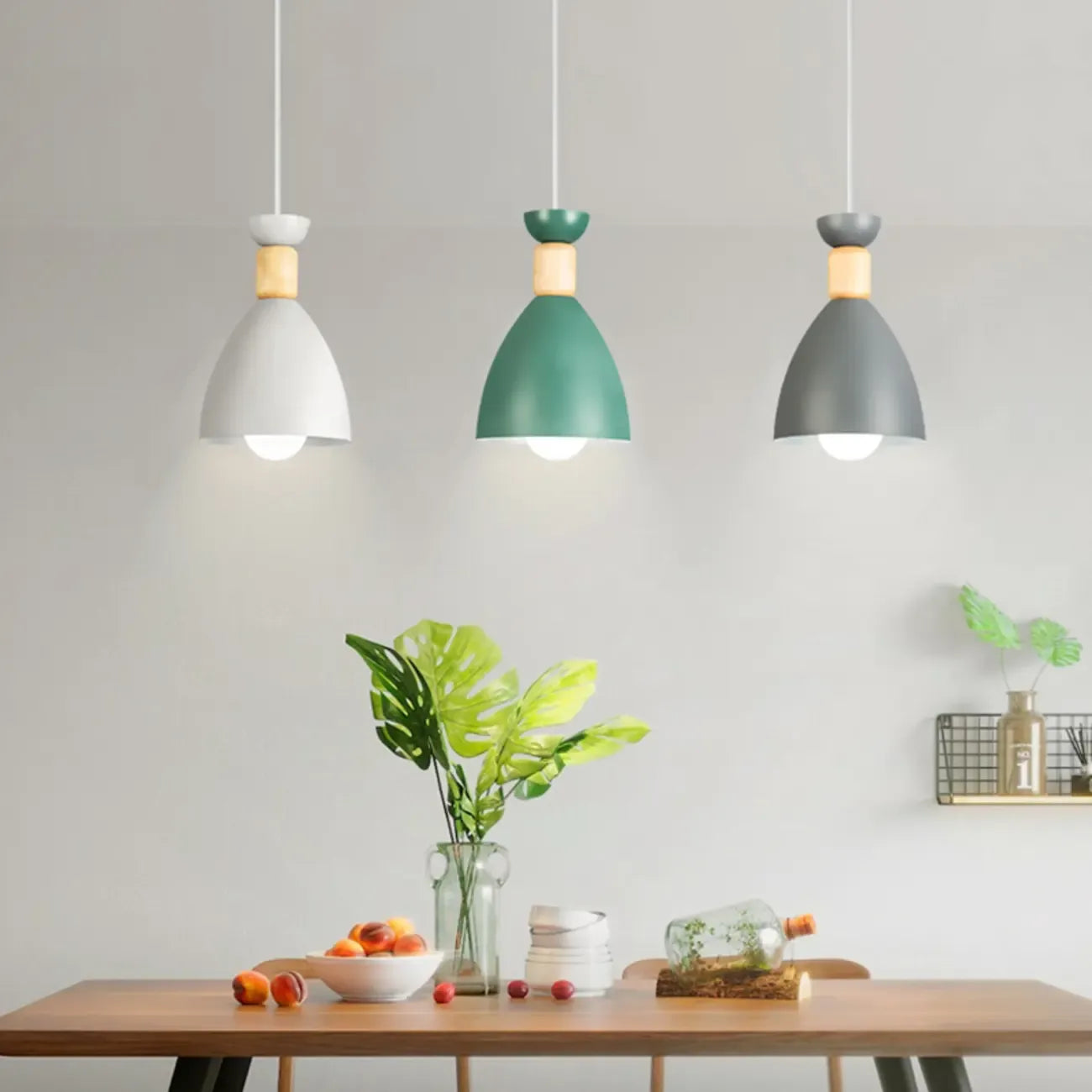 Modern Metal Island Light with 3 Cone Shades with Multi Color