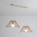 2 Light Natural Wood Polygonal Pendant Light for Kitchen