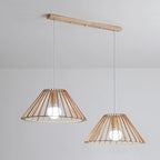 2 Light Natural Wood Polygonal Pendant Light for Kitchen