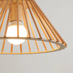 2 Light Natural Wood Polygonal Pendant Light for Kitchen