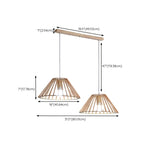 2 Light Natural Wood Polygonal Pendant Light for Kitchen