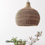 Wabi-Sabi Style Rattan Lantern LED Pendant Lamp for Living Room