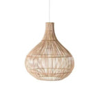 Wabi-Sabi Style Rattan Lantern LED Pendant Lamp for Living Room