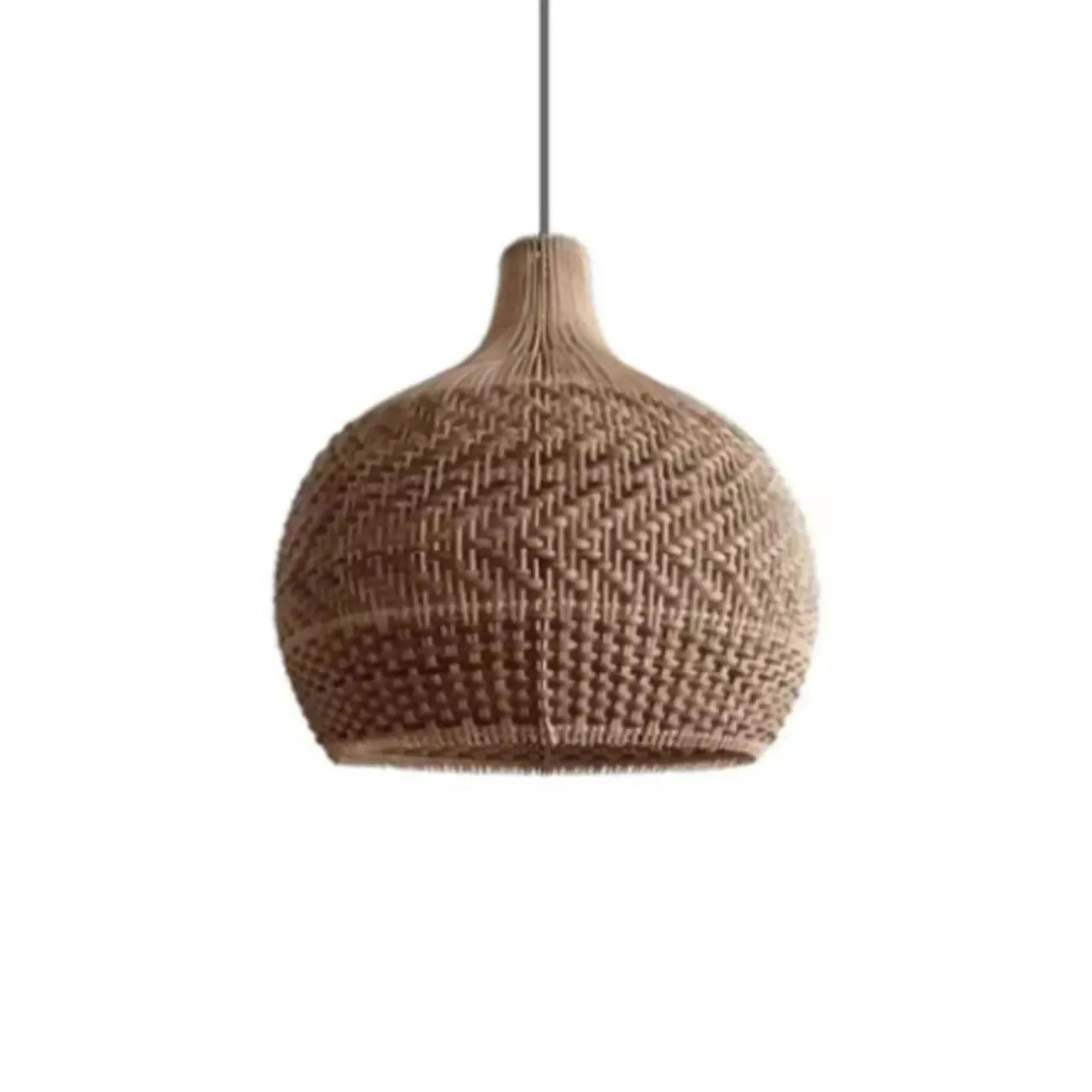 Wabi-Sabi Style Rattan Lantern LED Pendant Lamp for Living Room