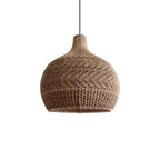 Wabi-Sabi Style Rattan Lantern LED Pendant Lamp for Living Room