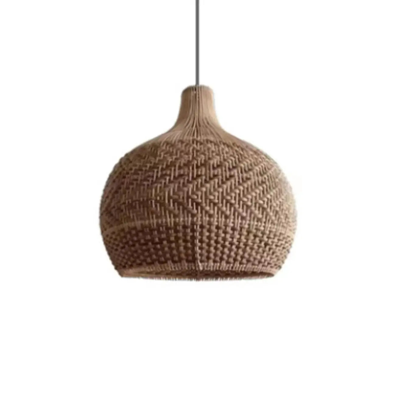 Wabi-Sabi Style Rattan Lantern LED Pendant Lamp for Living Room