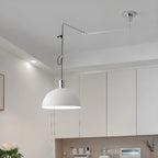 Minimalist White Half Bowl Pendant Lamp and Adjustable Metal Cord