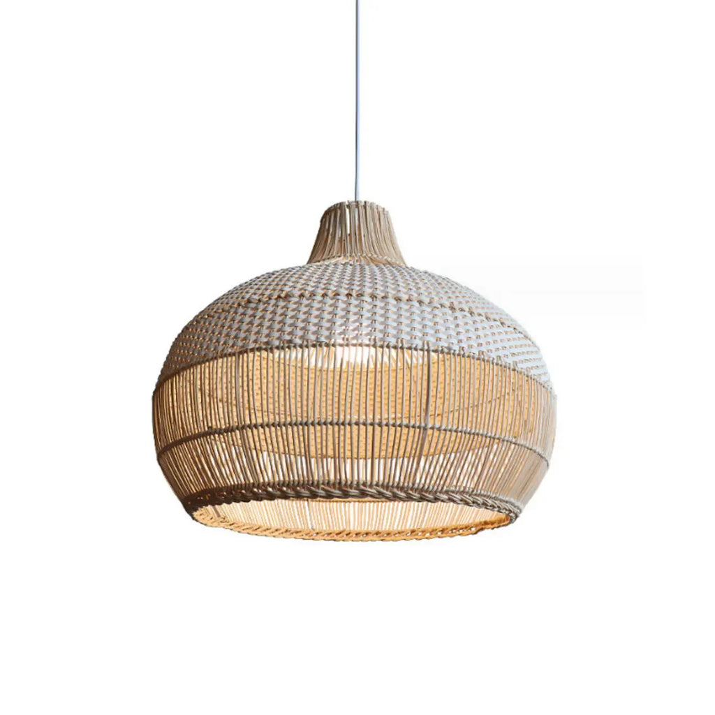 Wabi-Sabi Style Rattan Lantern LED Pendant Lamp for Living Room