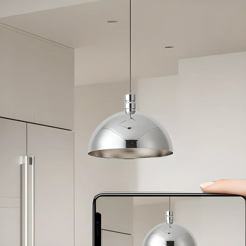 Minimalist White Half Bowl Pendant Lamp and Adjustable Metal Cord