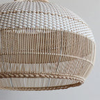 Wabi-Sabi Style Rattan Lantern LED Pendant Lamp for Living Room