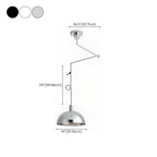 Minimalist White Half Bowl Pendant Lamp and Adjustable Metal Cord