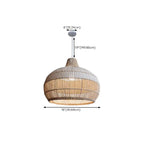 Wabi-Sabi Style Rattan Lantern LED Pendant Lamp for Living Room