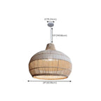 Wabi-Sabi Style Rattan Lantern LED Pendant Lamp for Living Room