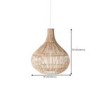 Wabi-Sabi Style Rattan Lantern LED Pendant Lamp for Living Room