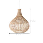 Wabi-Sabi Style Rattan Lantern LED Pendant Lamp for Living Room