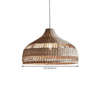 Wabi-Sabi Style Rattan Lantern LED Pendant Lamp for Living Room