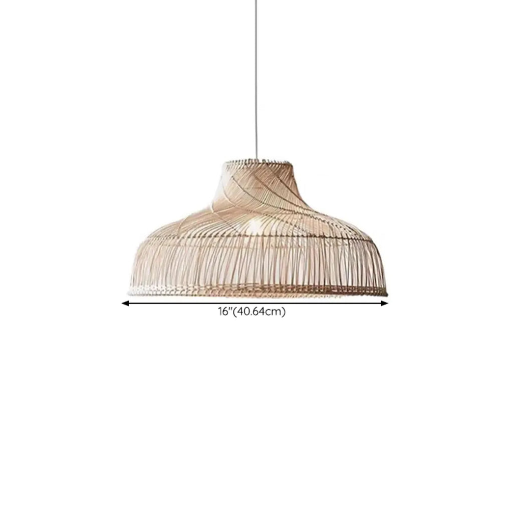 Wabi-Sabi Style Rattan Lantern LED Pendant Lamp for Living Room