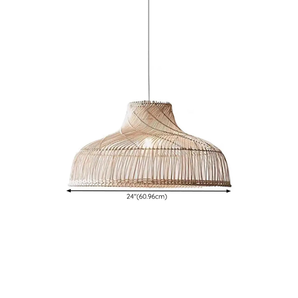 Wabi-Sabi Style Rattan Lantern LED Pendant Lamp for Living Room