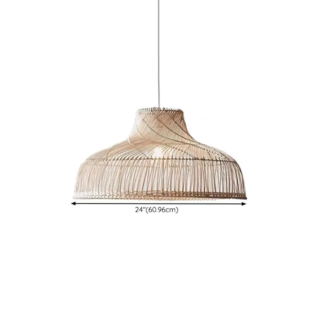 Wabi-Sabi Style Rattan Lantern LED Pendant Lamp for Living Room