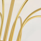 Gold Arch Wood Accent White Glass Orb Chandelier