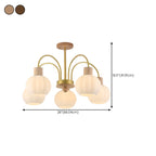 Gold Arch Wood Accent White Glass Orb Chandelier