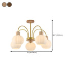 Gold Arch Wood Accent White Glass Orb Chandelier