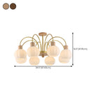 Gold Arch Wood Accent White Glass Orb Chandelier