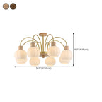 Gold Arch Wood Accent White Glass Orb Chandelier