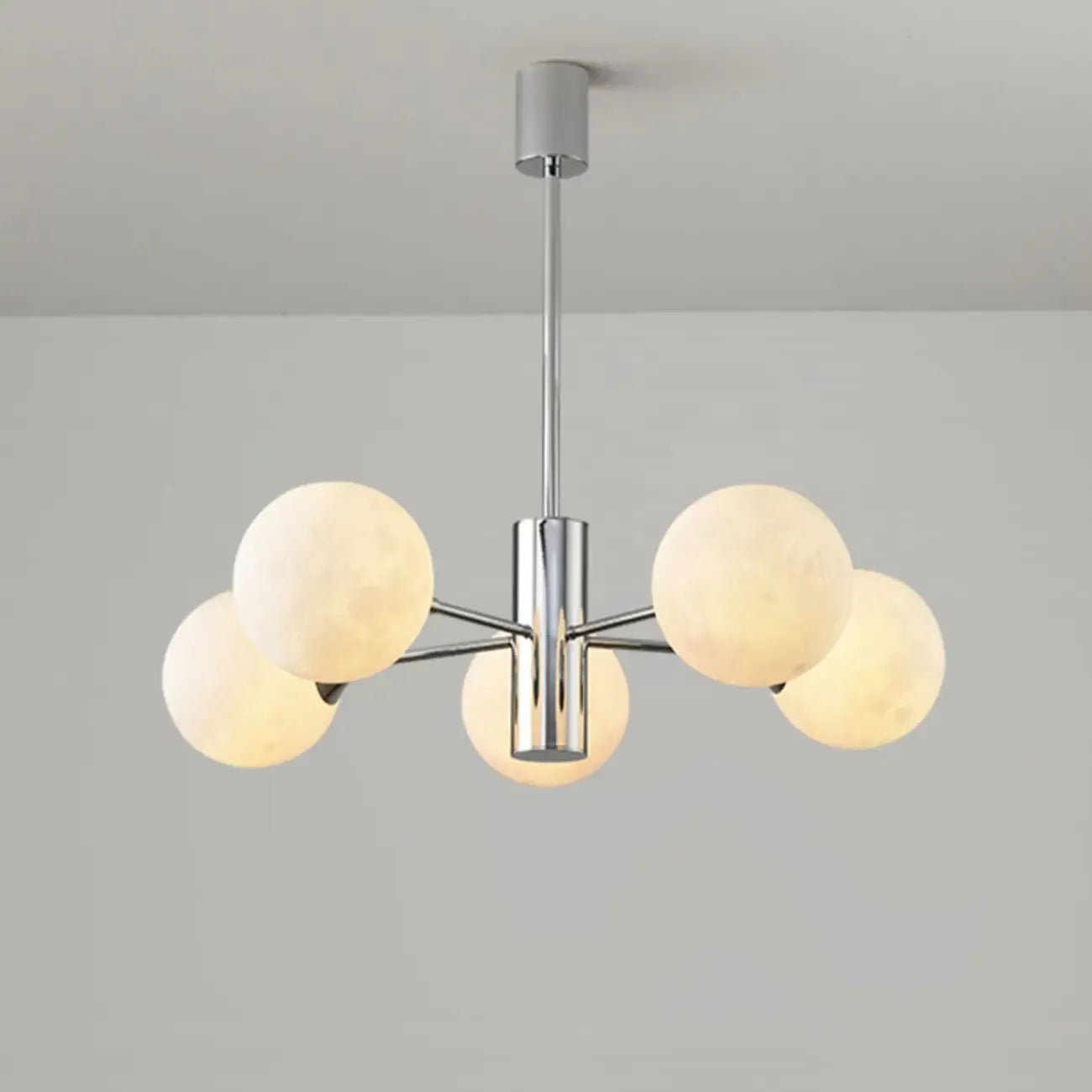 Modern Chrome Sputnik Chandelier with Globe Lampshade