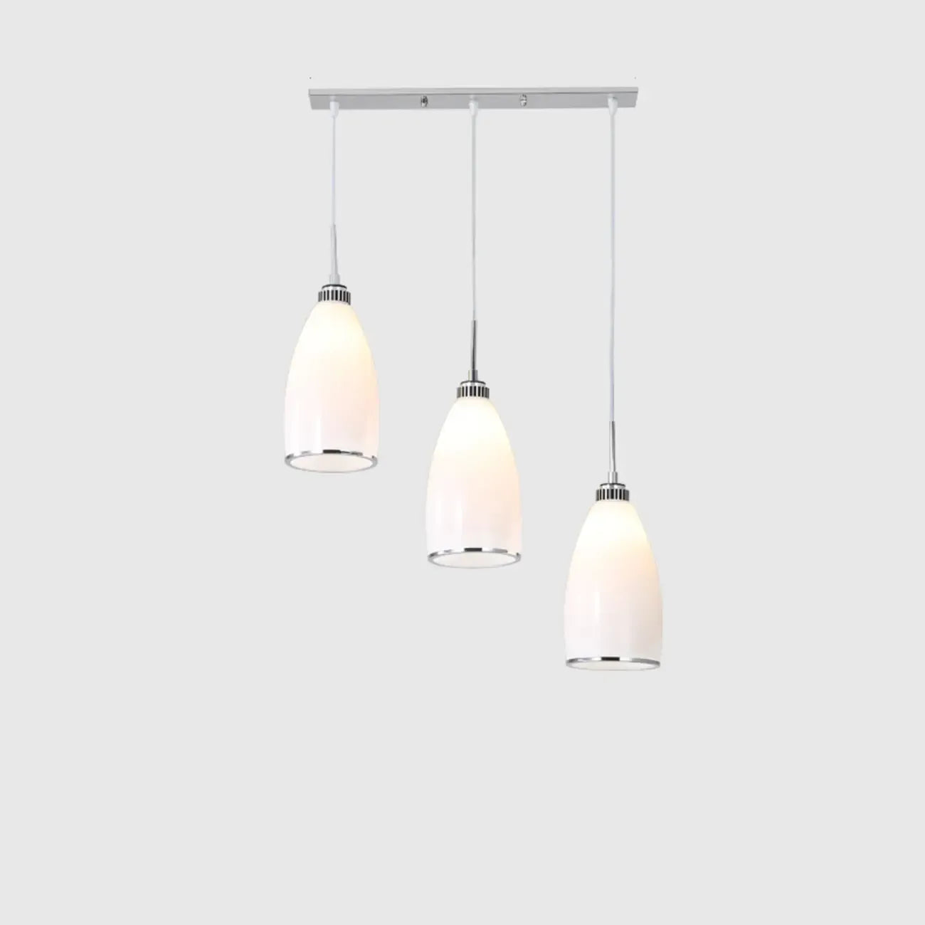 Simple White Vitreous 3 Lights Island Pendant Light for Kitchen
