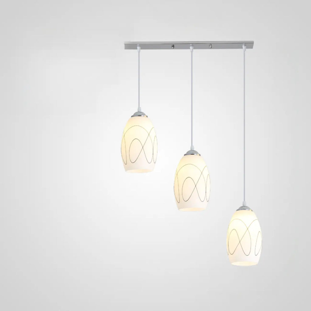 Simple White Vitreous 3 Lights Island Pendant Light for Kitchen