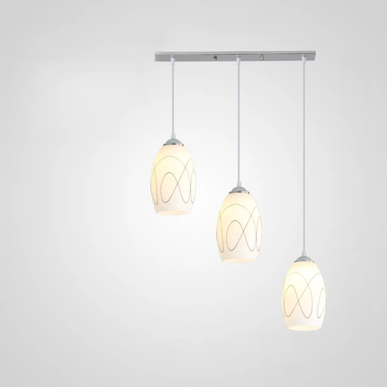 Simple White Vitreous 3 Lights Island Pendant Light for Kitchen