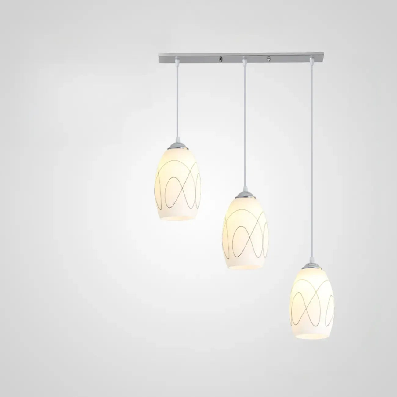 Simple White Vitreous 3 Lights Island Pendant Light for Kitchen