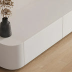 Minimalist White Wooden TV Stand with Ample Cable Management