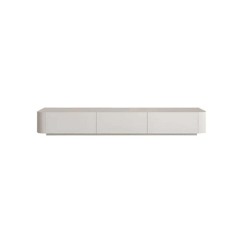 Minimalist White Wooden TV Stand with Ample Cable Management