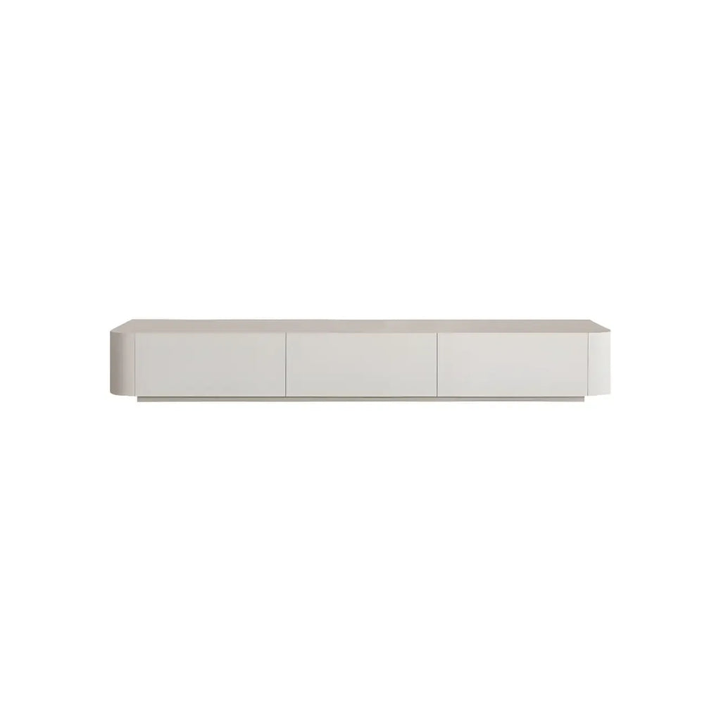 Minimalist White Wooden TV Stand with Ample Cable Management