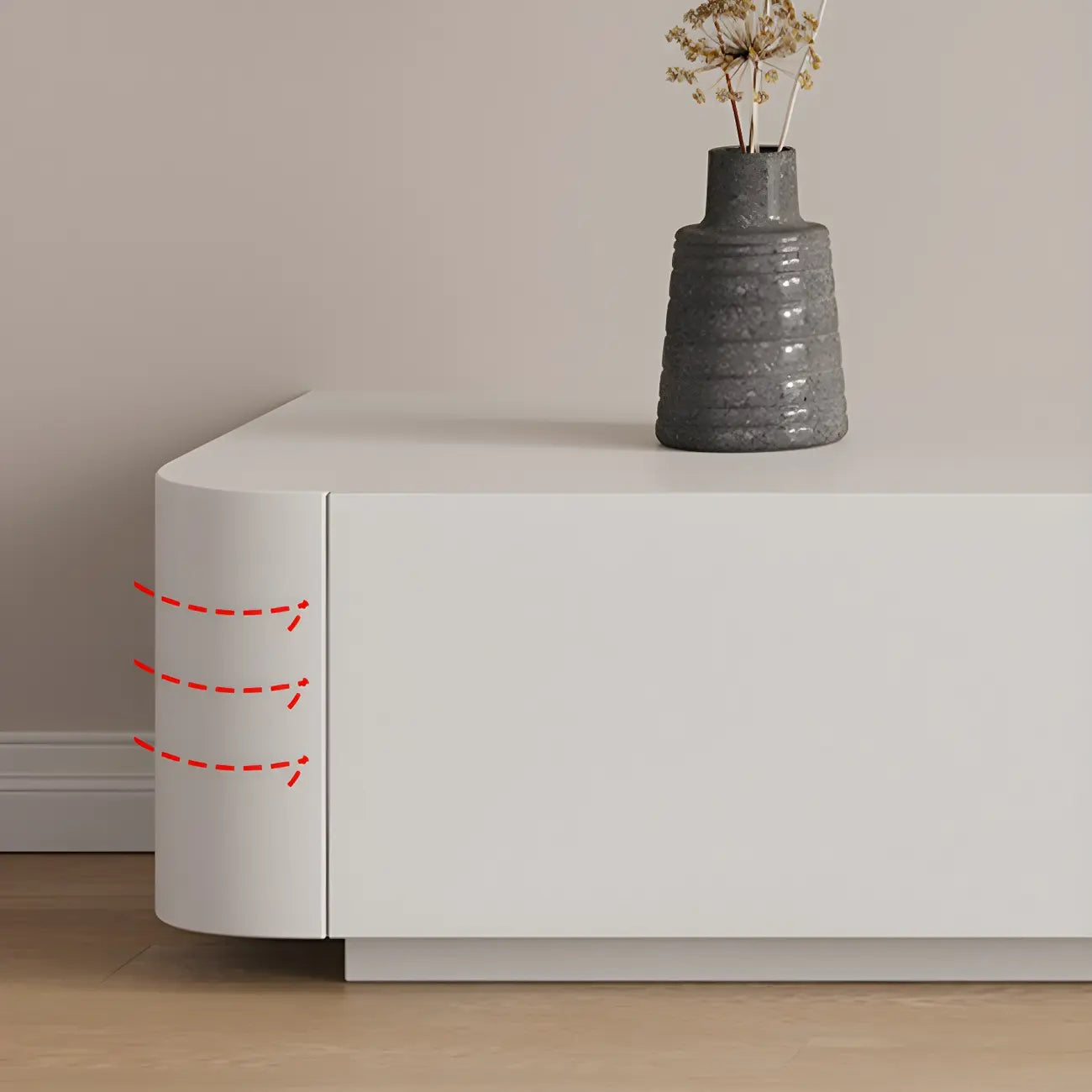 Minimalist White Wooden TV Stand with Ample Cable Management