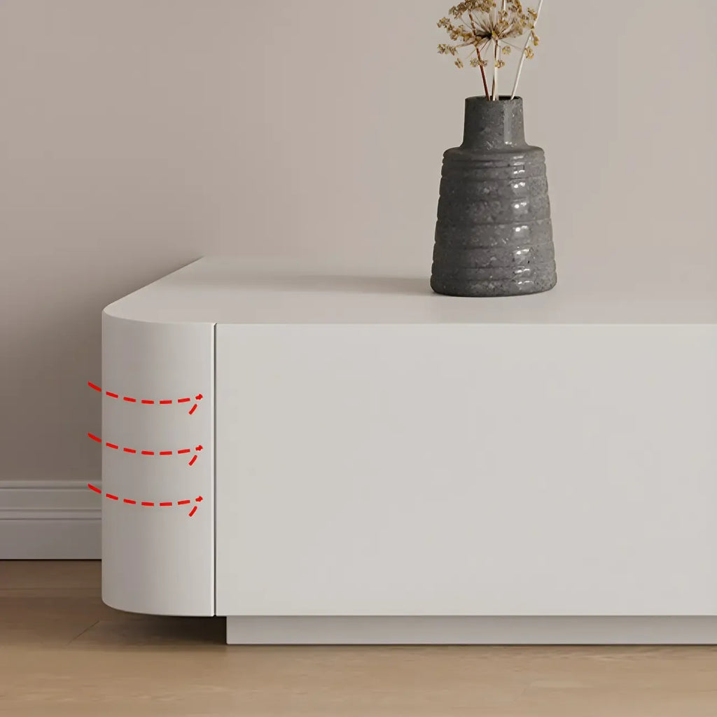 Minimalist White Wooden TV Stand with Ample Cable Management