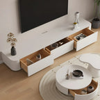 Minimalist White Wooden TV Stand with Ample Cable Management