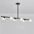 Gold Linear Island Light with 6 Lights Transparent Glass Globe Shades