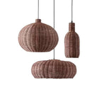 Wabi-Sabi Style Rattan Round Lantern Pendant Lamp for Living room