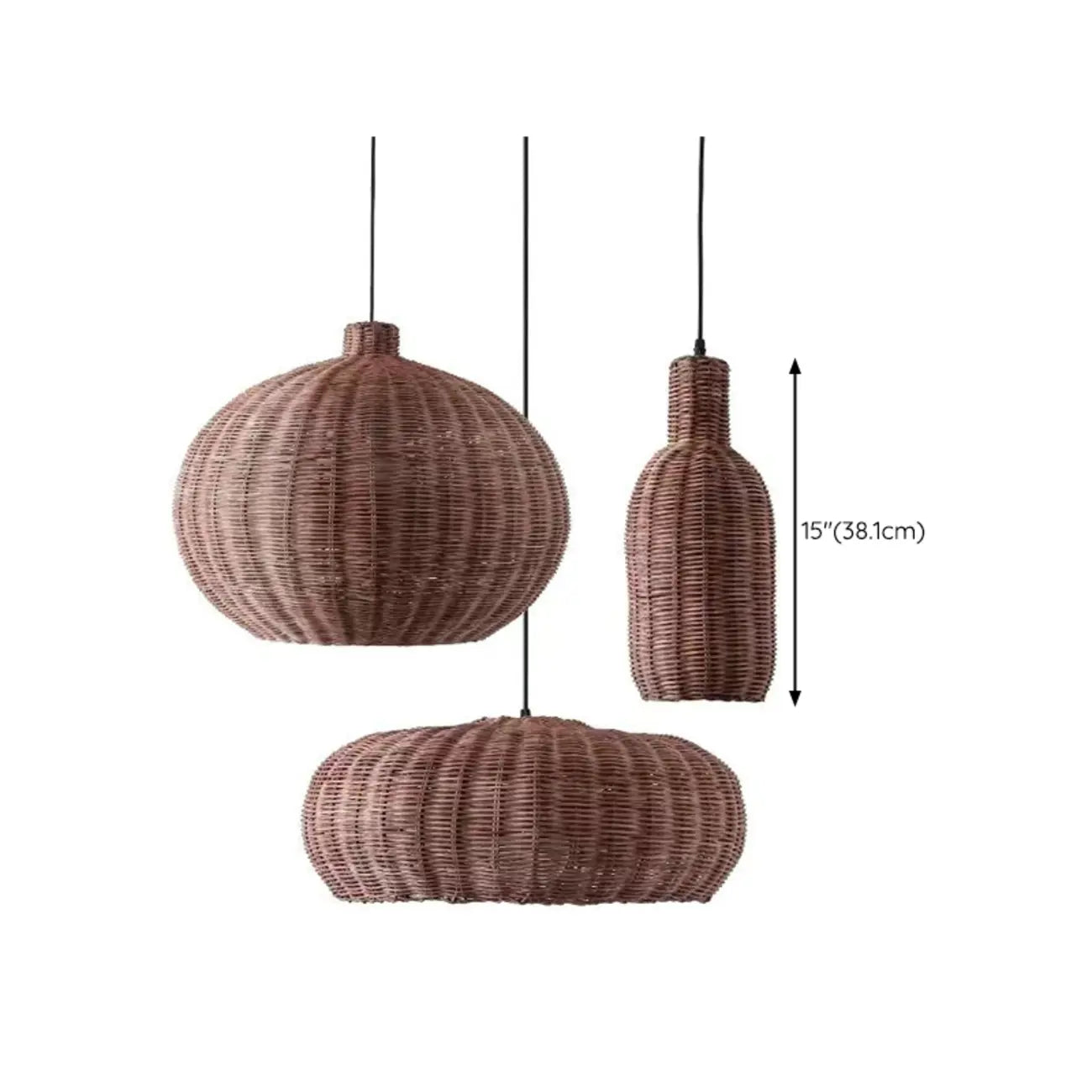 Wabi-Sabi Style Rattan Round Lantern Pendant Lamp for Living room