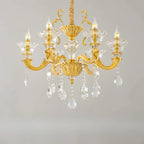 Living Room Golden Crystal Pendant Up Light Chandelier With Candelabra