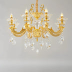 Living Room Golden Crystal Pendant Up Light Chandelier With Candelabra