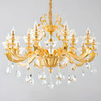 Living Room Golden Crystal Pendant Up Light Chandelier With Candelabra
