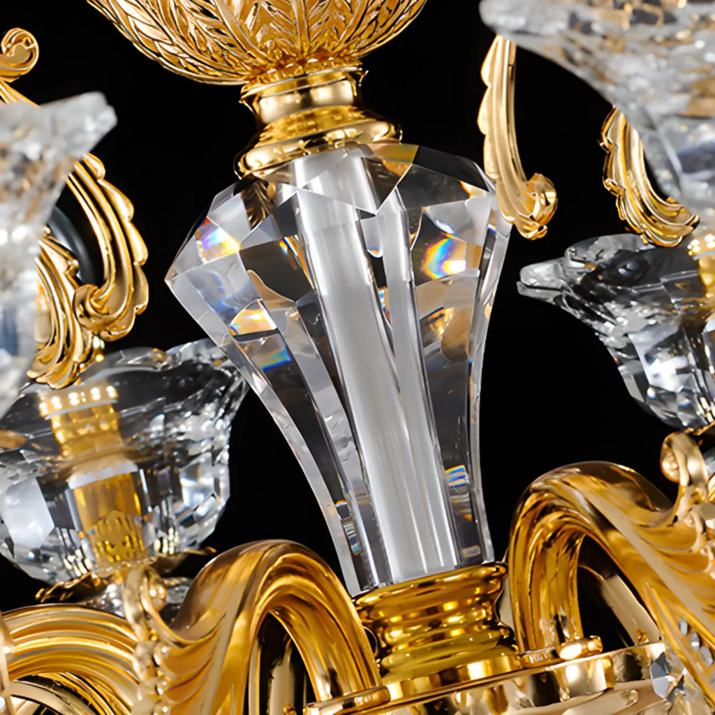 Living Room Golden Crystal Pendant Up Light Chandelier With Candelabra